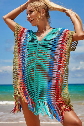 Knit Rainbow Colorful Swimwear Cover Up