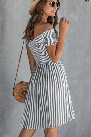Fashion Short Sleeve Stripe Print Dress