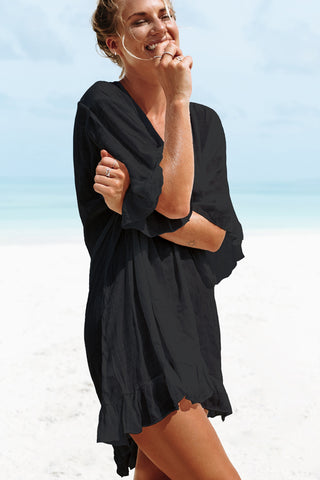 Solid Color Tie Back Swimsuit Cover Up